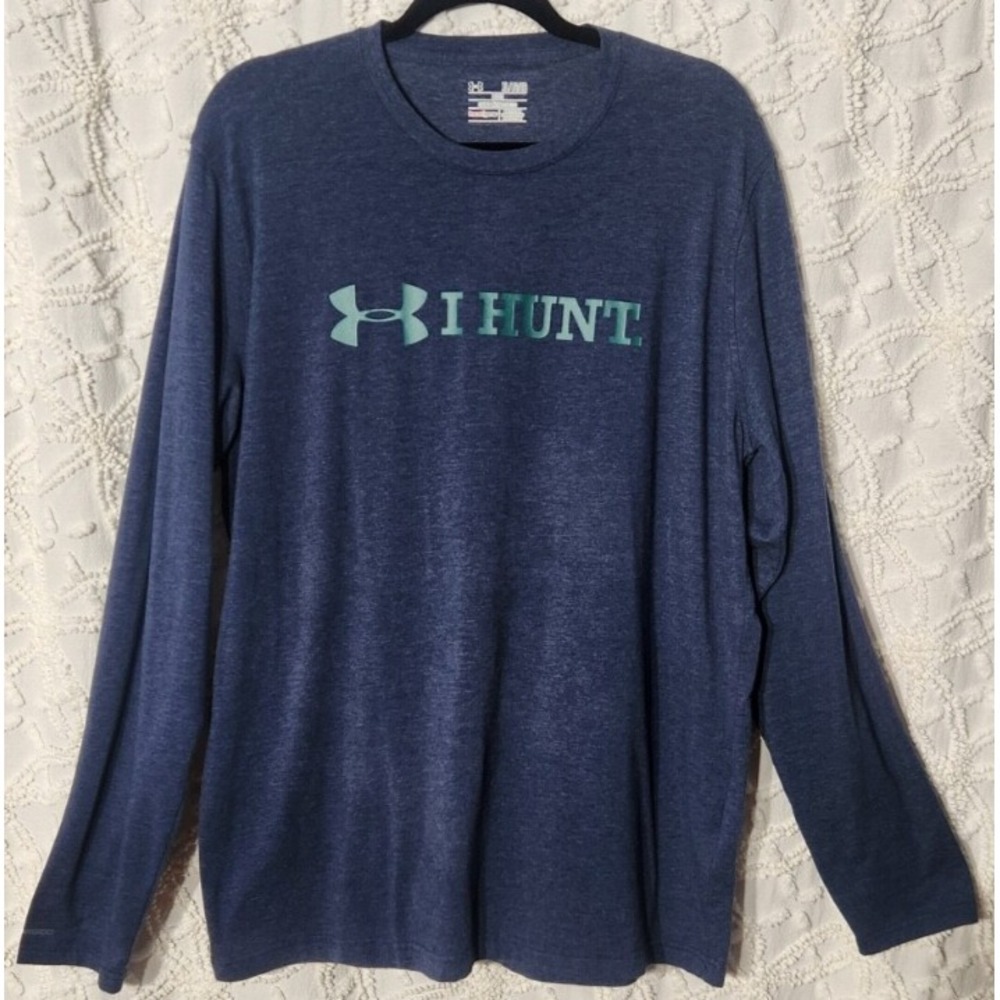 Under Armour Mens I‎ Hunt Long Sleeve Tee Size XL Navy Blue Casual Lounge
